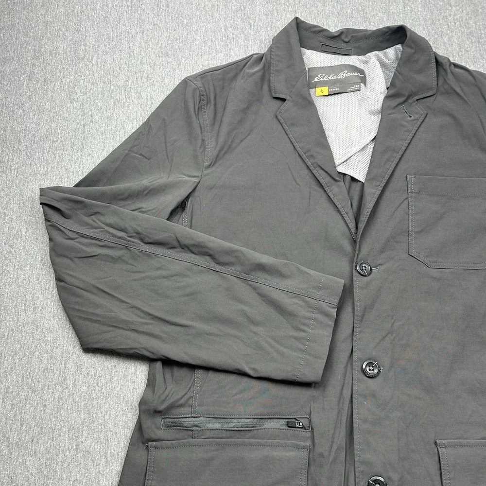 Eddie Bauer Travex Blazer Jacket Mens 42 Tall Gray Lightweight‎ Travel Pockets